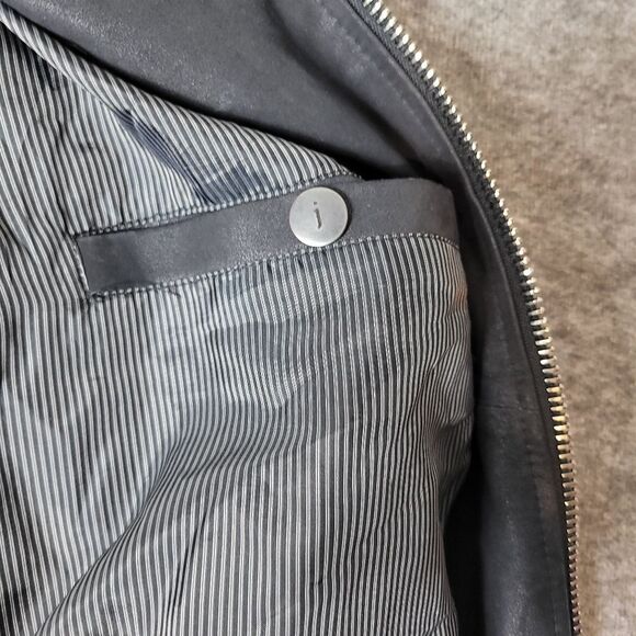 John Varvatos Collection Easy-Fit Men's Jacket Size L Black Goatskin Zip Bomber - Picture 16 of 16